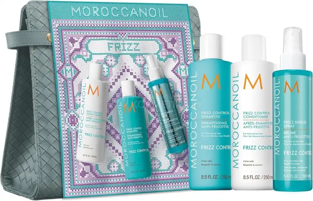 Moroccanoil Frizz Control Vánoční Set - Šampon 250 ml + kondicionér 250 ml + termoaktivní nezatěžující sprej 160 ml Dárková sada Nová Kolekce