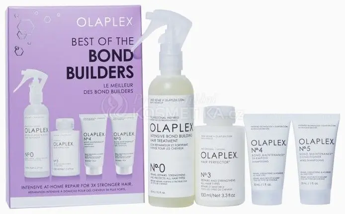 Nejprodávanější Olaplex Best of Bond Builders Blonde Set - Péče č.0 155ml + vlasová kůra č.3 100ml + šampon č.4 30ml + kondicionér č.5 30ml Dárková sada