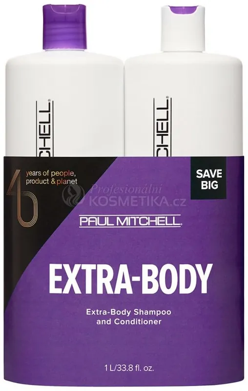 Dokud Zásoby Vydrží Paul Mitchell Extra-Body Save Big Set - Objemový šampon 1000 ml + kondicionér 1000 ml Dárková sada