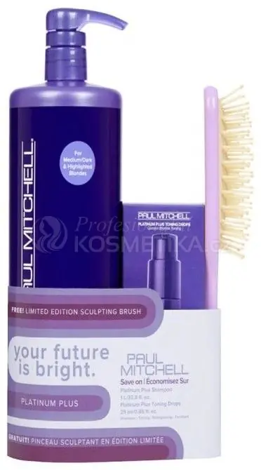 Paul Mitchell Platinum Plus Duo Set - Šampon 1000 ml + tónovací kapky 25 ml Dárková sada Autentický