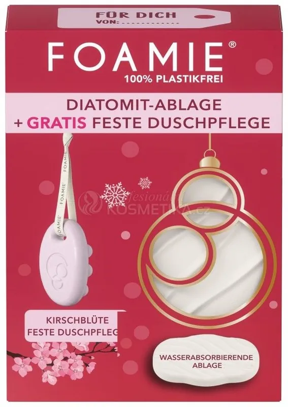 Tovární Cena Foamie Diatomite Set - Tuhá sprchová péče 80 g + podložka pod mýdlo Dárková sada