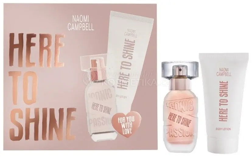 Hit Sezóny Naomi Campbell Here To Shine Set - EDT 15 ml + tělové mléko 50 ml Dárková sada