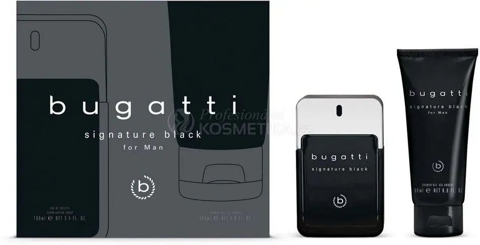 Super Cena Bugatti Signature Black Set - EDT 100 ml + sprchový gel 200 ml Dárková sada