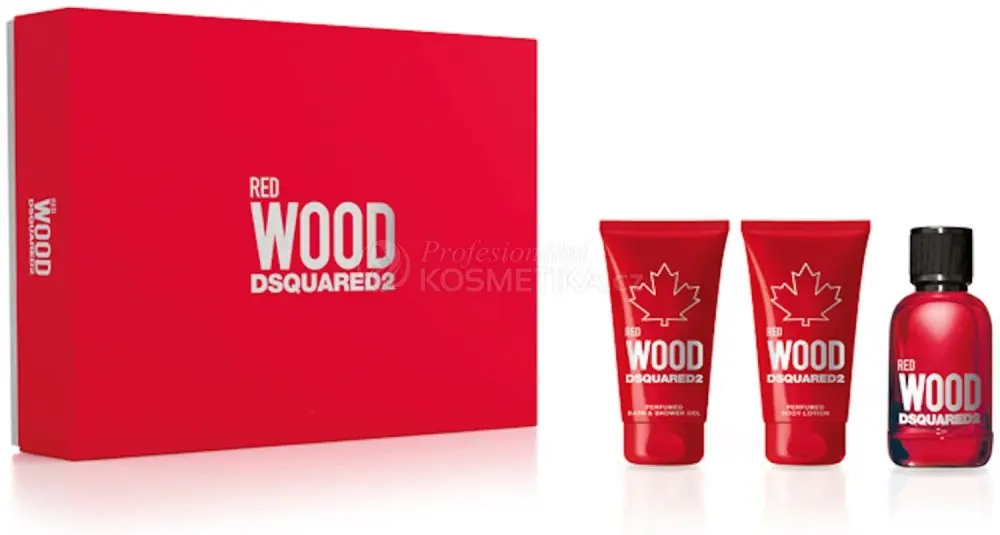 Novinka Dsquared2 Red Wood Set - Sprchový gel 50 ml + tělové mléko 50 ml + EDT 50 ml Dárková sada