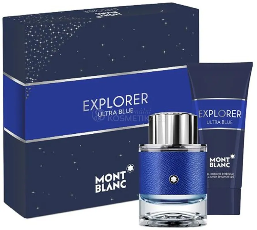 Vysoce Kvalitní MontBlanc Explorer Ultra Blue Vánoční Set - EDP 60 ml + sprchový gel 100 ml Dárková sada