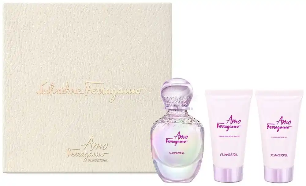 Doprava Zdarma Salvatore Ferragamo Amo Ferragamo Flowerful Set - EDT 50 ml + sprchový gel 50 ml + tělové mléko 50 ml Dárková sada