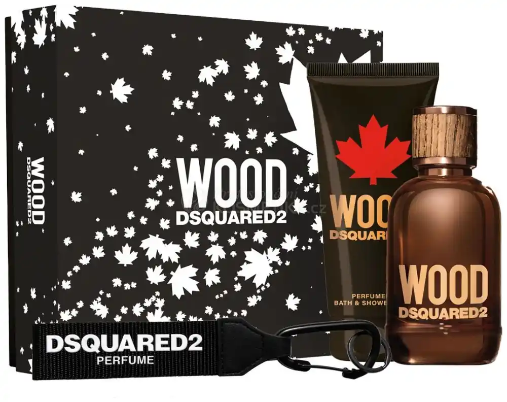 Dsquared2 Wood Pour Homme Set - EDT 100 ml + mycí gel na vlasy a tělo 100 ml + klíčenka Dárková sada Výhodná Nabídka