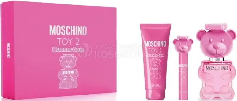 Moschino Toy2 Bubble Gum Vánoční Set - EDT 100 ml + EDT 10 ml + sprchový gel 100 ml + tělové mléko 100 ml Dárková sada Zlevněný