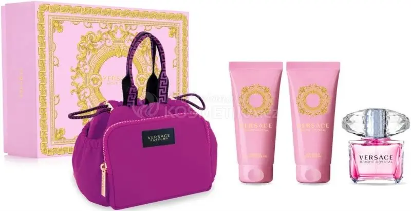 Zlevněný Versace Bright Crystal Set - EDT 90 ml + sprchový gel 100 ml + tělové mléko 100 ml + Kabelka Dárková sada
