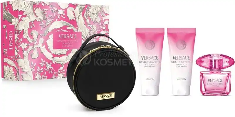 Top Prodej Versace Bright Crystal Absolu Set - EDP 90 ml + sprchový gel 100 ml + tělové mléko 100 ml + kabelka Dárková sada