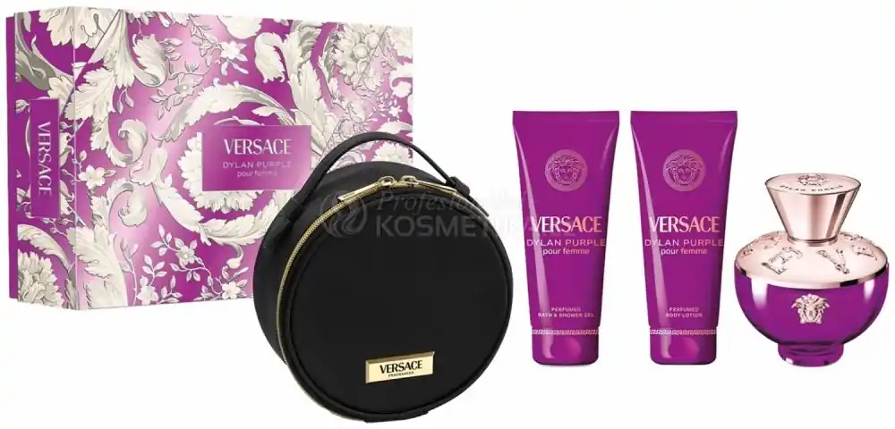 Novinka Versace Dylan Purple Set - EDP 100 ml + sprchový gel 100 ml + tělové mléko 100 ml + kabelka Dárková sada
