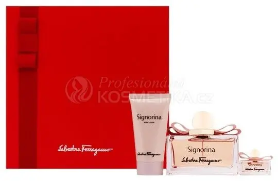 Salvatore Ferragamo Signorina Set - EDP 100 ml + EDP 5 ml + tělové mléko 50 ml Dárková sada Levný