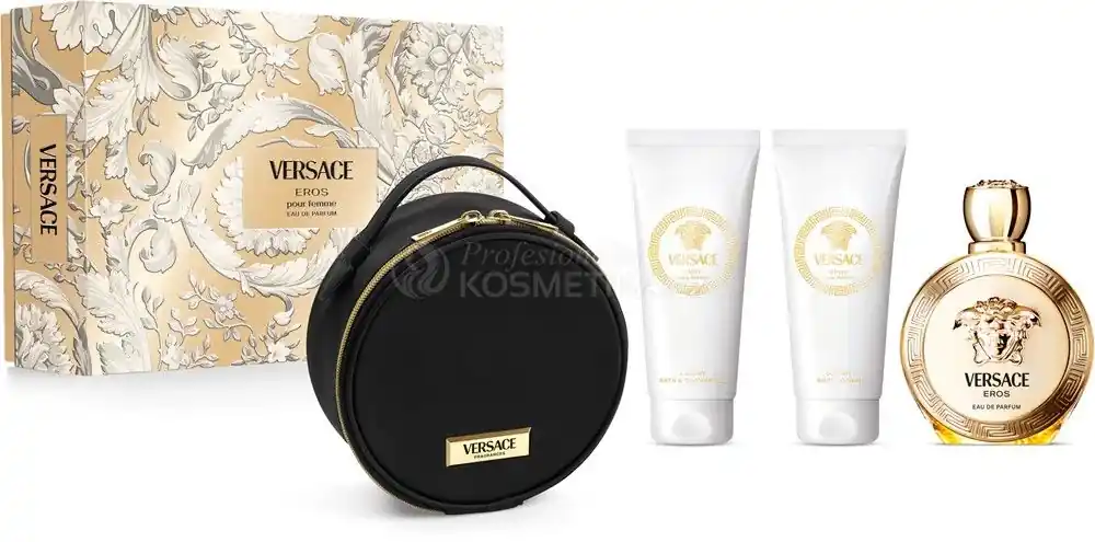 Versace Eros Pour Femme Set - EDP 100 ml + sprchový gel 100 ml + tělové mléko 100 ml + kabelka Dárková sada Hit Sezóny