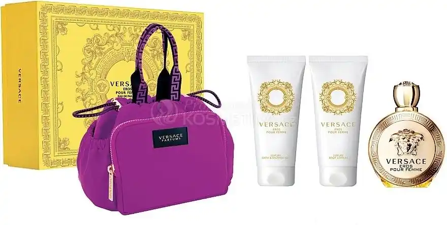 Versace Eros Pour Femme Set - EDP 100 ml + sprchový gel 100 ml + tělové mléko 100 ml Dárková sada Výhodná Nabídka