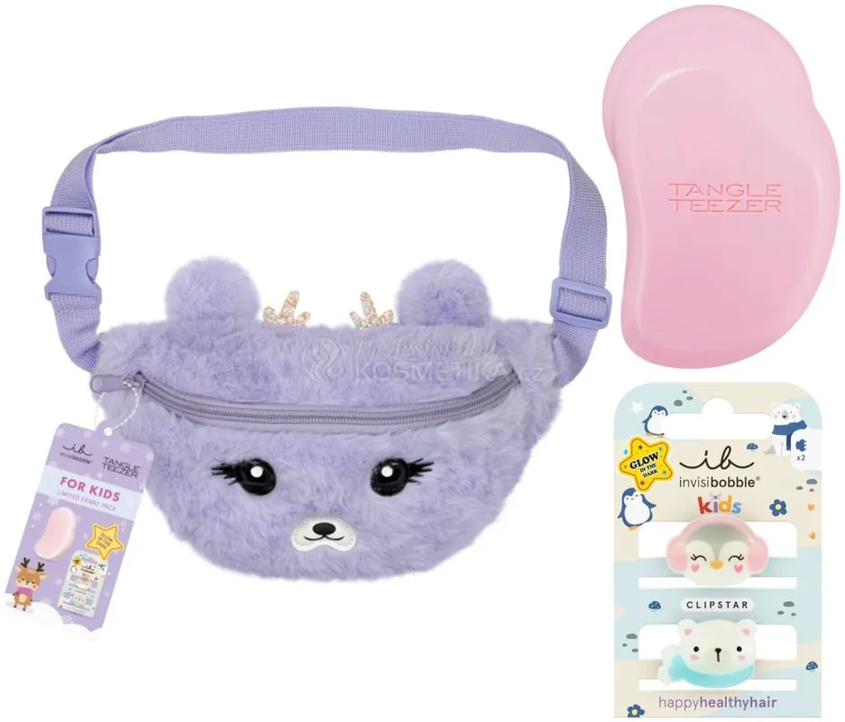Vysoce Kvalitní Tangle Teezer Cozy Reindeer Set - Kartáč na vlasy mini růžový + sponka do vlasů Dárková sada