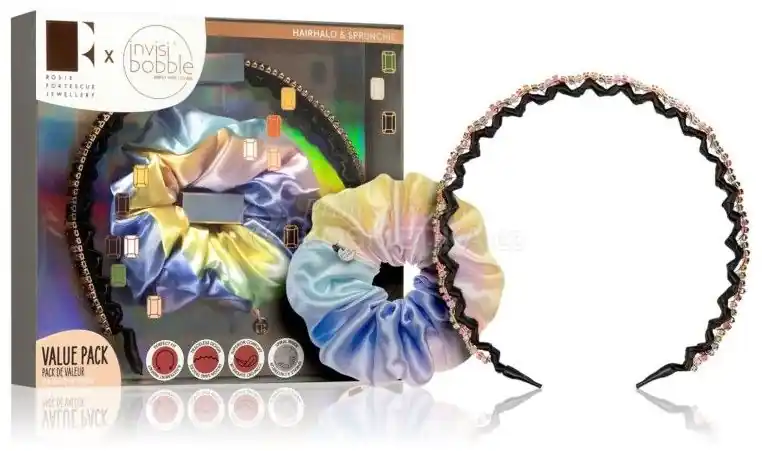 Invisibobble Rosie Fortescue Trendy Treasure Kit - Gumička do vlasů 1 ks + nastavitelná čelenka 1 ks Dárková sada Levný