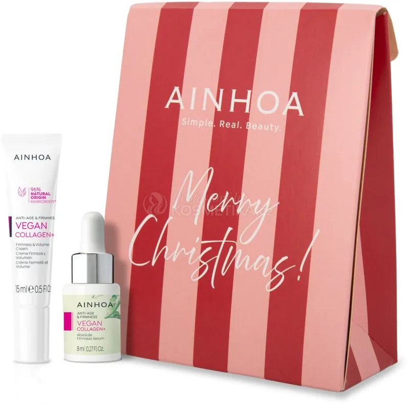 Ainhoa Vegan Collagen+ Merry Christmas Set Mini - Zpevňující sérum 8 ml + zpevňující krém 15 ml Dárková sada Dokud Zásoby Vydrží