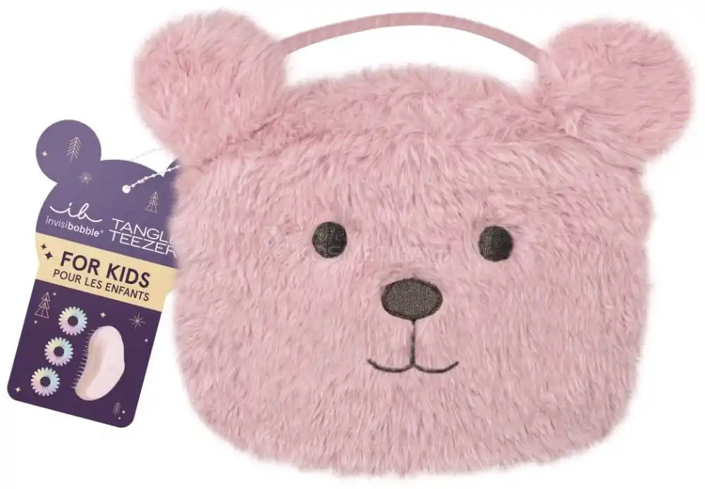 Invisibobble Kids Pink Teddy Set - Tangle Teezer mini Růžový + gumička do vlasů 3 ks Dárková sada Top Prodej