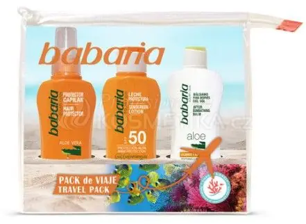Babaria Sun Travel Pack - Mléko na opalování SPF50 100 ml + mléko po opalování 100 ml + sprej na vlasy 100 ml Dárková sada Odeslání Ihned