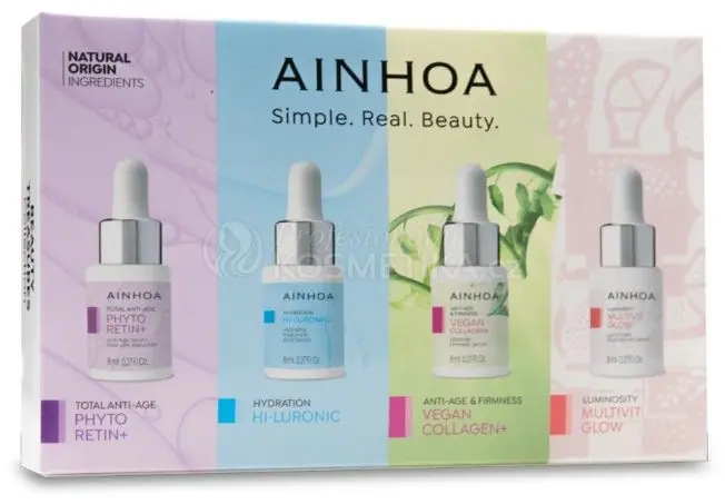 Ainhoa Beauty Treasure Collection Serum - Phyto Retin serum 8 ml + Hi-luronic serum 8 ml + Vegan collagen serum 8 ml + Multivit serum 8 ml Dárková sada Akční Nabídka
