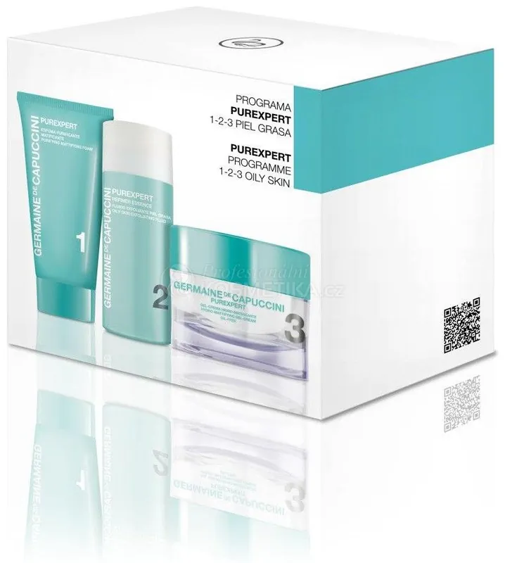 Germaine de Capuccini Purexpert 1-2-3 Oily Skin - Gelový krém pro mastnou pleť 50 ml + Pěna pro mastnou pleť 30 ml + Fluid pro mastnou pleť 30 ml Dárková sada Super Cena