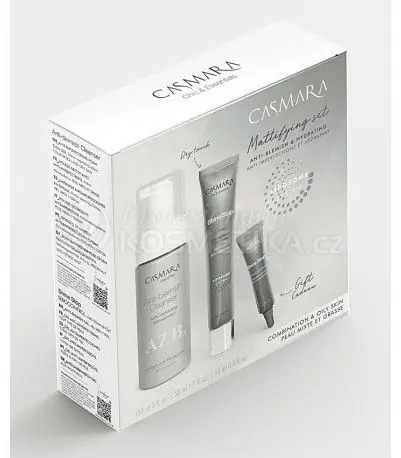 Casmara Shine Stop Mattifying Hydro Set - Pěnový odličovač 150 ml + hydratační gel-krém 50 ml + gel pro lokální ošetření 10 ml Dárková sada Víkendová Akce