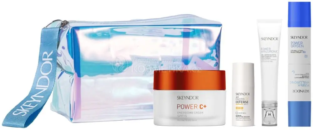 Horká Nabídka Skeyndor Power C + Letní Set - Emulze pro smíšenou až mastnou pleť 50 ml + Chladivý oční krém 15 ml + Denní ochranná emulze SPF50 15 ml + Vyživující duo Emulze 2x15ml Dárková sada
