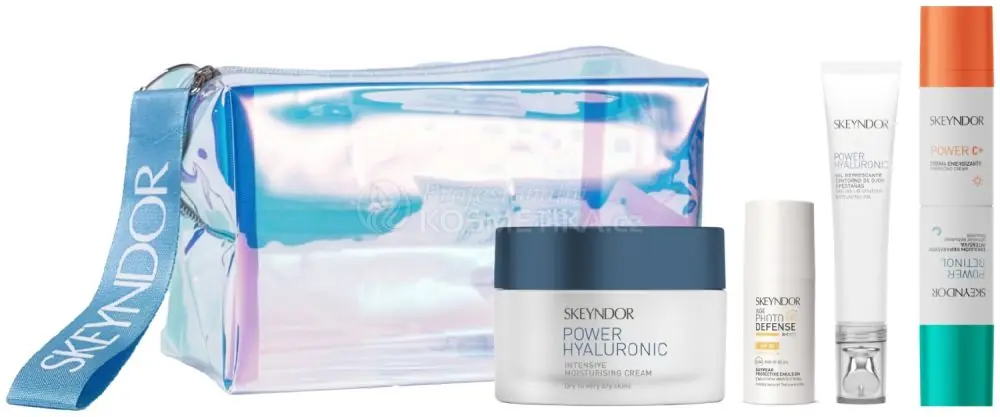 Skeyndor Power Hyaluronic Letní Set - Krém pro suchou pleť 50 ml + Chladivý oční krém 15 ml + Denní ochranná emulze SPF50 15 ml + Regenerační duo Krém 2x15ml Dárková sada Nová Kolekce