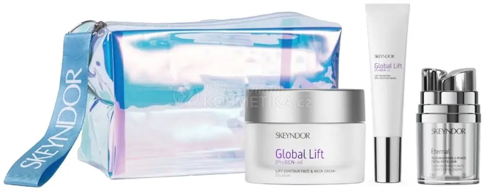 Originální Skeyndor Global Lift Letní Set - Krém 50 ml + krém na oční okolí 15 ml + Eternal dvoufázový elixír 5 ml + 5 ml Dárková sada