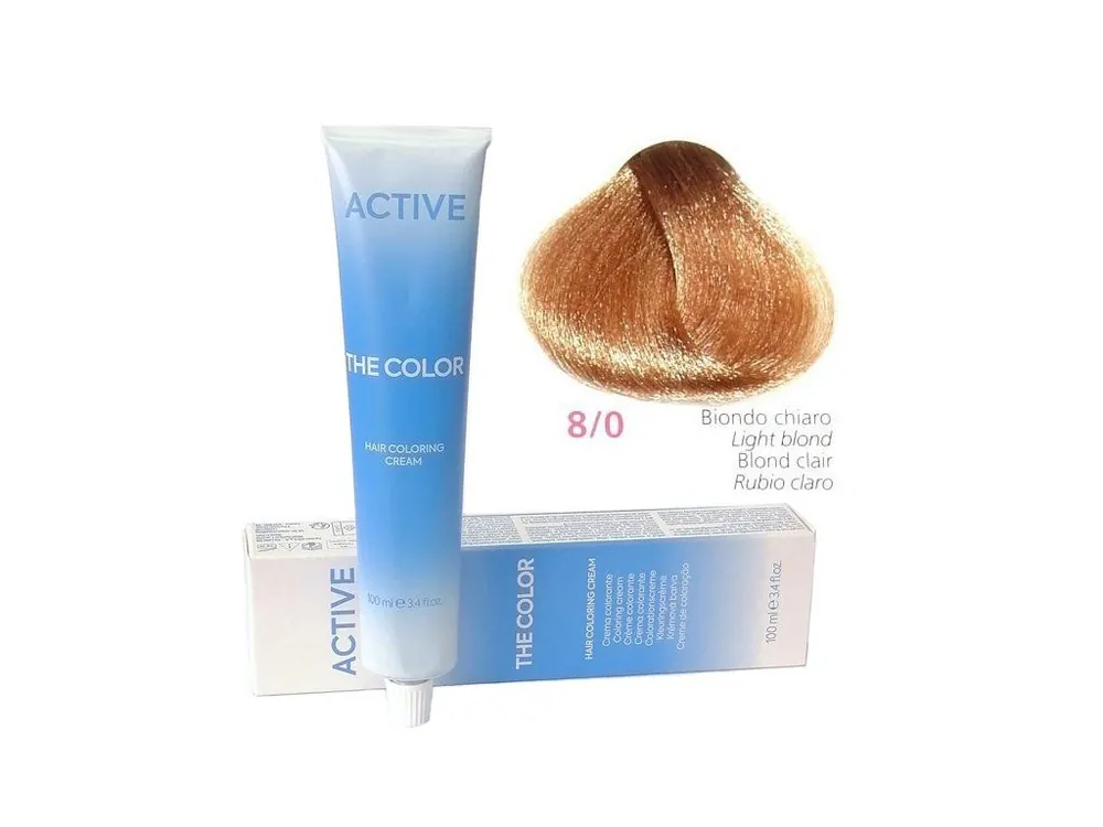 Sleva ACTIVE The Color Permanentní krémová barva na vlasy - Světlá blond 8-0