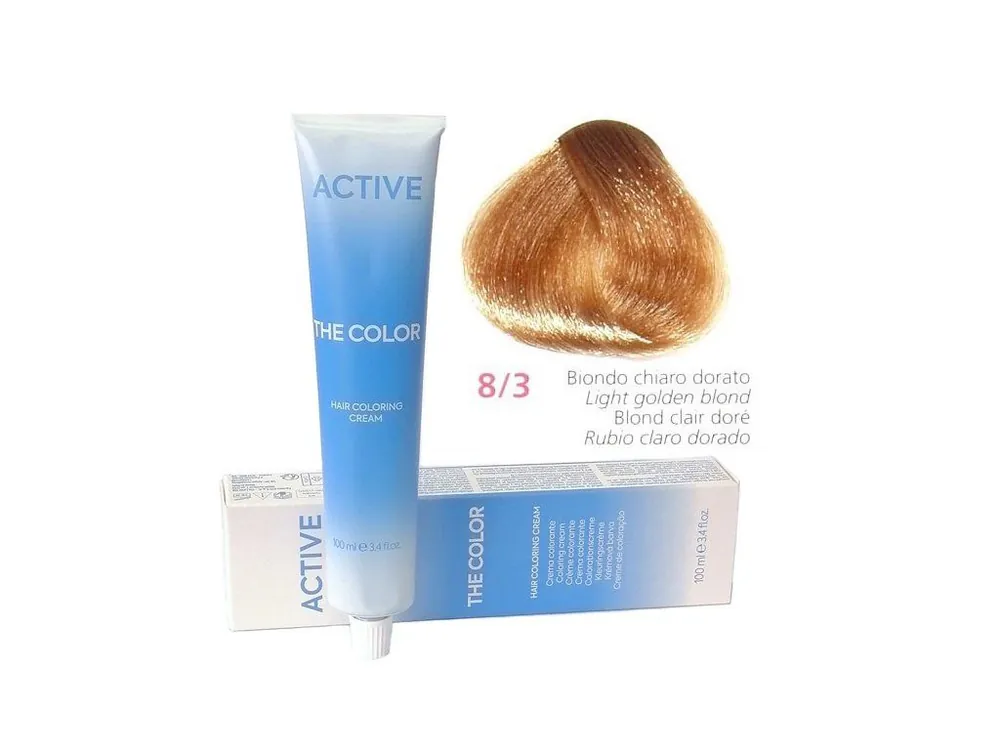 Jen Po Omezenou Doba ACTIVE The Color Permanentní krémová barva na vlasy - Světle zlatá blond 8-3