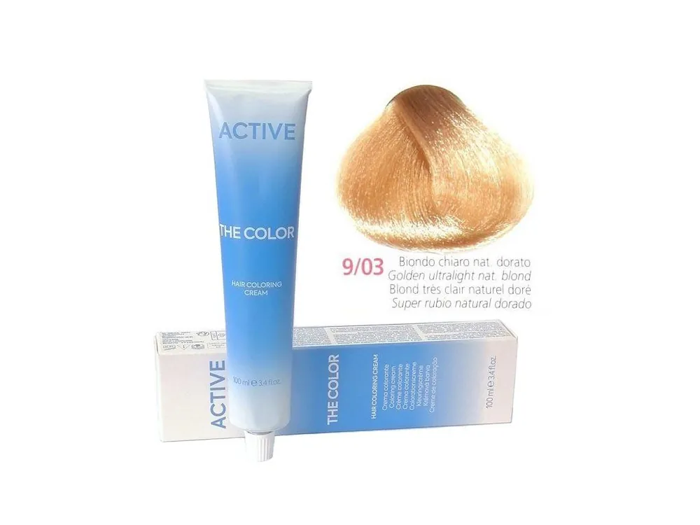 Zlevněný ACTIVE The Color Permanentní barva na vlasy - Ultra světlá zlatá blond 9-03