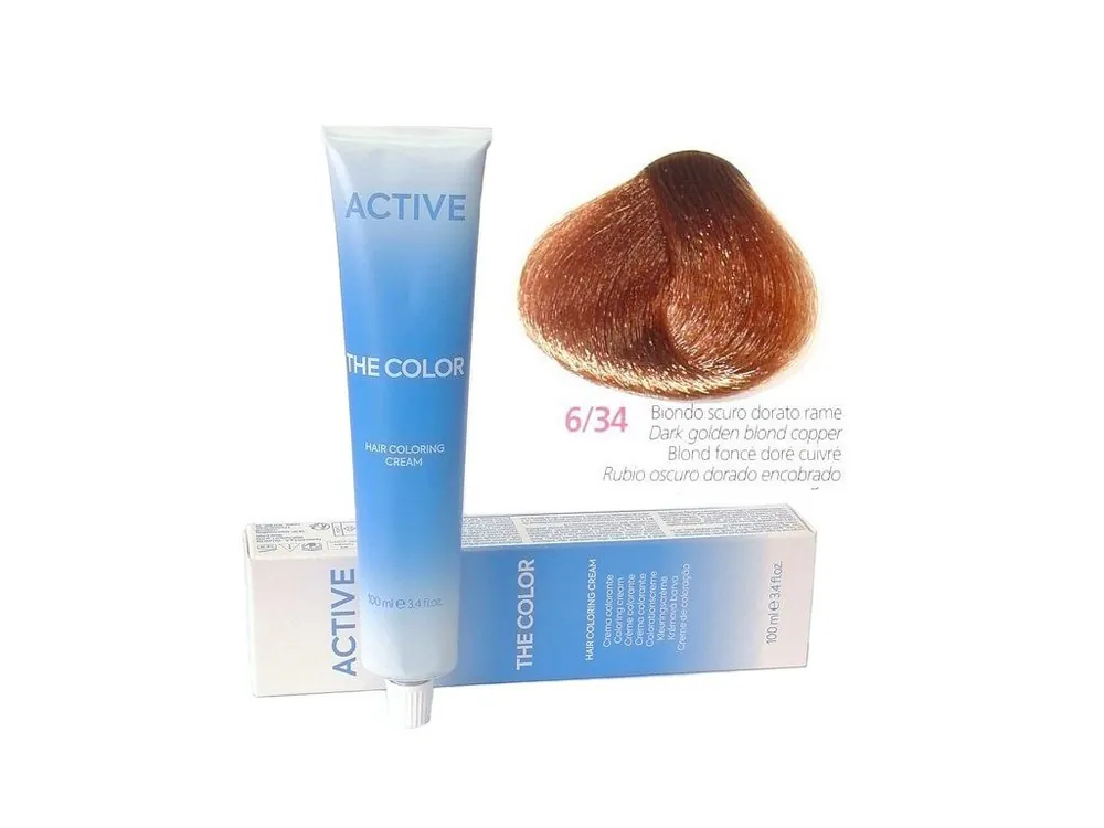 ACTIVE The Color Permanentní krémová barva - Tmavý blond zlato měděný 6-34 Cenově Výhodný