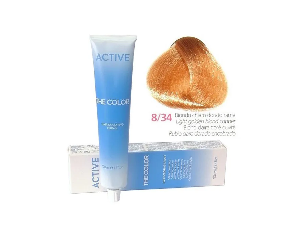 ACTIVE The Color Permanentní krémová barva - Světlá zlatá blond měděná 8-34 Horká Nabídka