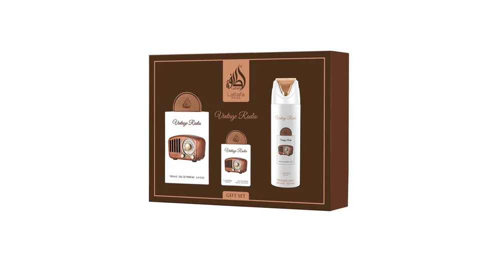 Výprodej Lattafa Pride Vintage Radio EDP 100 ml + EDP 20 ml + tělový sprej 200 ml UNISEX .