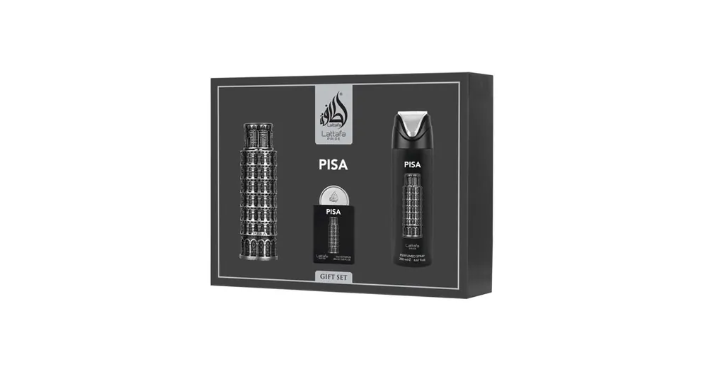 Vysoce Kvalitní Lattafa Pride Pisa EDP 100 ml + EDP 20 ml + tělový sprej 200 ml UNISEX .
