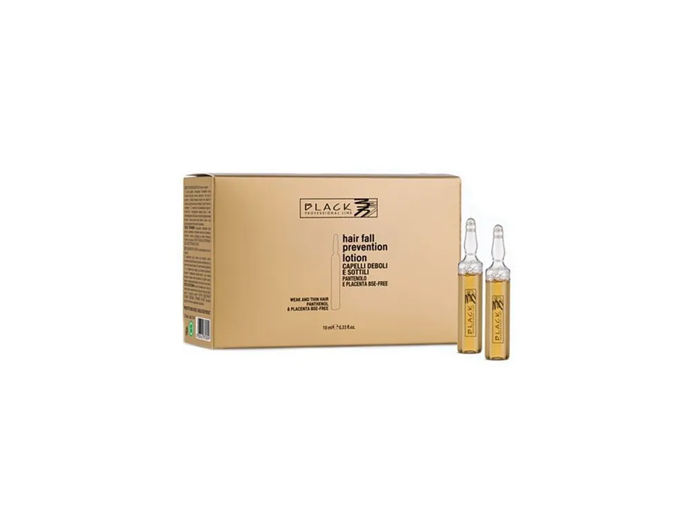 Objednat Nyní BLACK Hair Lotion Pantenolo Placenta 12x10ml - Vlasové sérum proti vypadávání vlasů s placentou