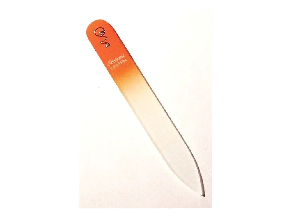 BOHEMIA CRYSTAL Skleněný pilník na nehty s potiskem - 90mm - oranžový Dokud Zásoby Vydrží