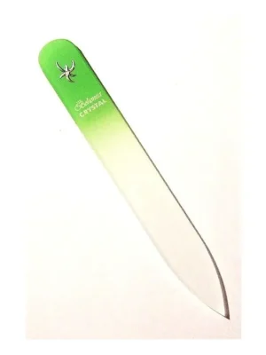 Aktuální BOHEMIA CRYSTAL Skleněný pilník na nehty s potiskem - 90mm - sv. zelený