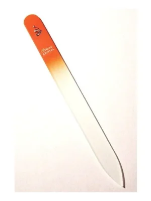 Aktuální BOHEMIA CRYSTAL Skleněný pilník na nehty s potiskem - 140mm - oranžový