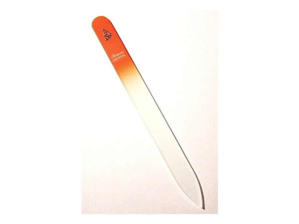 Aktuální BOHEMIA CRYSTAL Skleněný pilník na nehty s potiskem - 140mm - oranžový