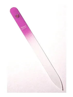 BOHEMIA CRYSTAL Skleněný pilník na nehty s potiskem - 140mm - růžový Top Prodej