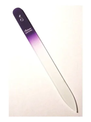 BOHEMIA CRYSTAL Skleněný pilník na nehty s potiskem - 140mm - fialový Vysoce Kvalitní