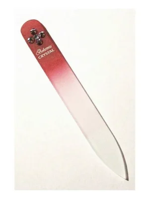 BOHEMIA CRYSTAL Skleněný pilník na nehty Swarovski - 90mm - červený Zlevněný