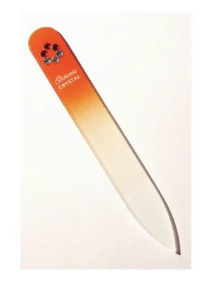Oblíbený BOHEMIA CRYSTAL Skleněný pilník na nehty Swarovski - 90mm - oranžový