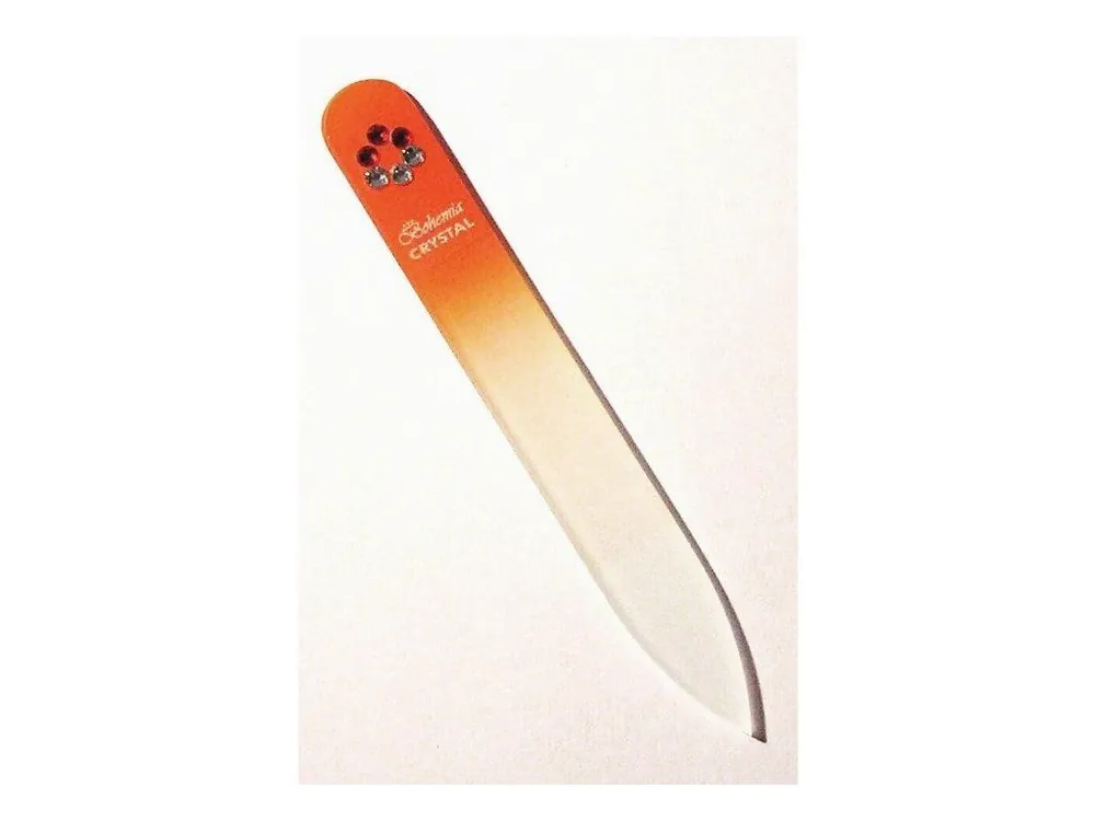 Oblíbený BOHEMIA CRYSTAL Skleněný pilník na nehty Swarovski - 90mm - oranžový