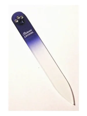 Autentický BOHEMIA CRYSTAL Skleněný pilník na nehty Swarovski - 90mm - modrý