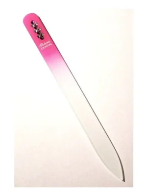 Levný BOHEMIA CRYSTAL Skleněný pilník na nehty Swarovski - 140mm - růžový