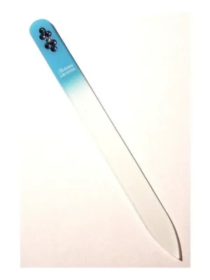 Expresní Doručení BOHEMIA CRYSTAL Skleněný pilník na nehty Swarovski - 140mm - sv. modrý