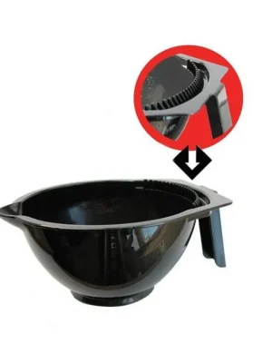 DUKO Pomůcky Kadeřnická miska na barvení se zoubky na otírání štětce - černá 300ml Dokud Zásoby Vydrží